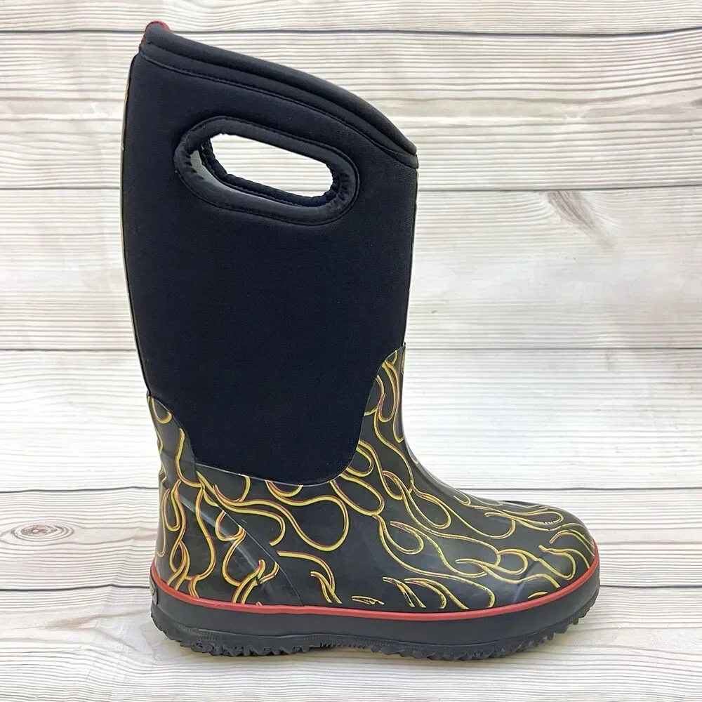 Bogs Boots Classic Flame Waterproof Kids Sz 3 Youth Boys Winter Rain Snow -30° F